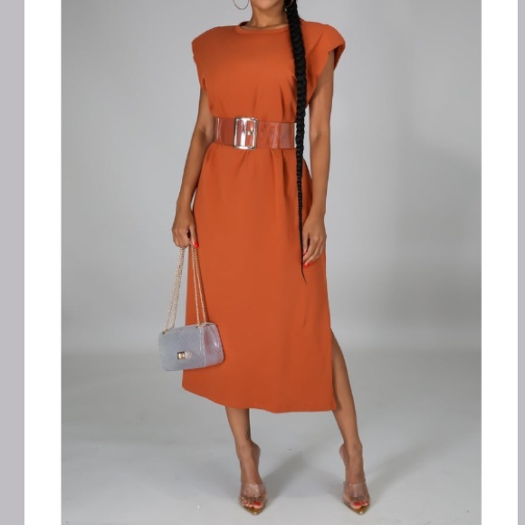 NWOT shoulder pads maxi tee dress size M - Picture 1 of 10